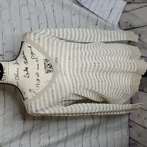 Ann Taylor Open Weave Linen Striped Sweater NWT Size Medium